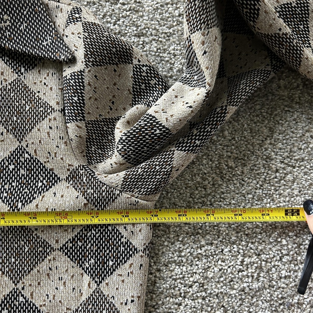 Vintage B. Kohn Jacket Womens 10 Beige Brown Argyle Knit Button Front Retro - Picture 3 of 6